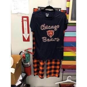Ladies Chicago bears nfl pajama set large 2PC flannel pants and tshirt new HSN